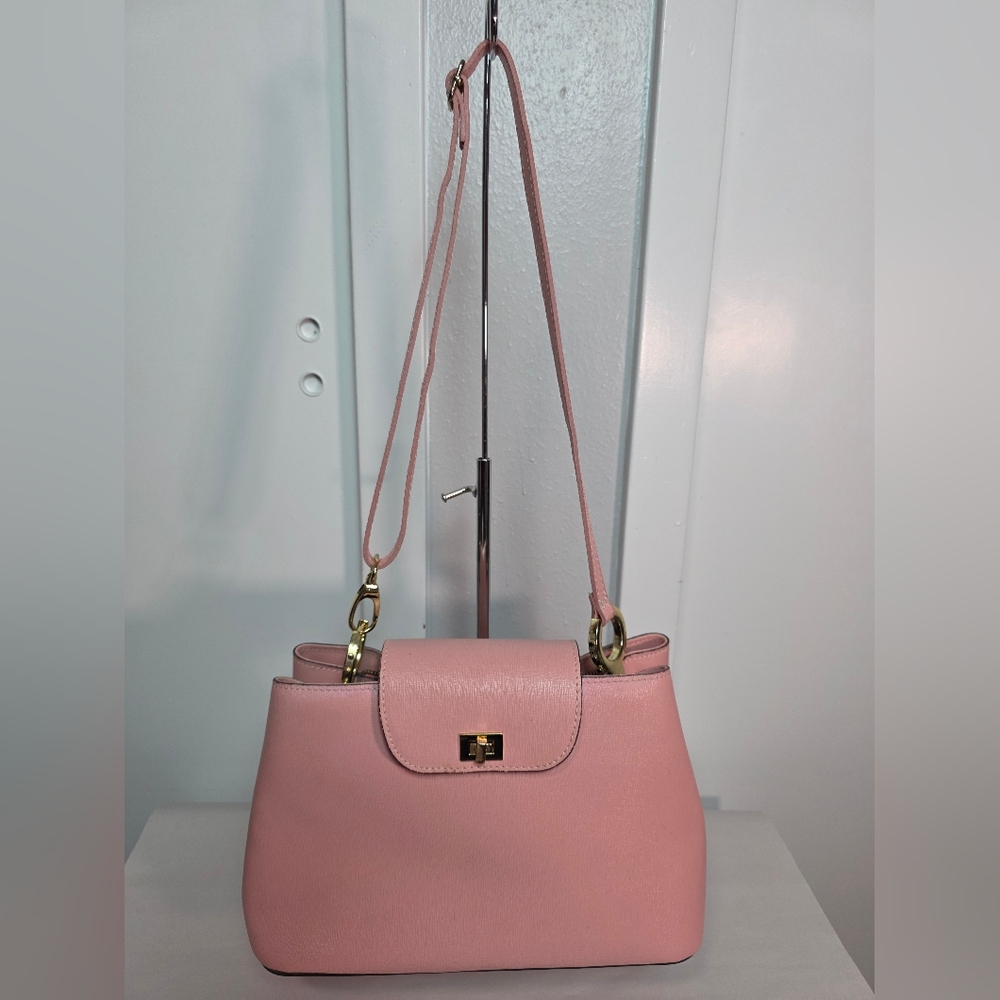 Borse in Pelle Italian Pink Saffiano Leather Satchel Bag Made in Italy